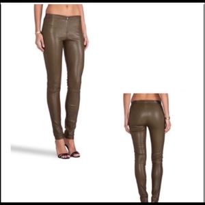 Alice + Olivia leather front zip pants